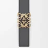 Reversible Anagram Bombé belt in smooth calfskin Mocha/Slate Reversible Anagram Bombé belt in smooth calfskin Mocha/Slate