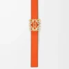 Reversible Anagram cube belt in smooth calfskin Clay Green/Vivid Orange/Gold Reversible Anagram cube belt in smooth calfskin Clay Green/Vivid Orange/Gold