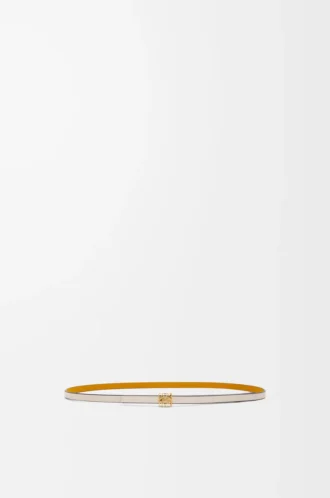 Reversible Anagram cube belt in smooth calfskin Soft White/Sunflower /Gold