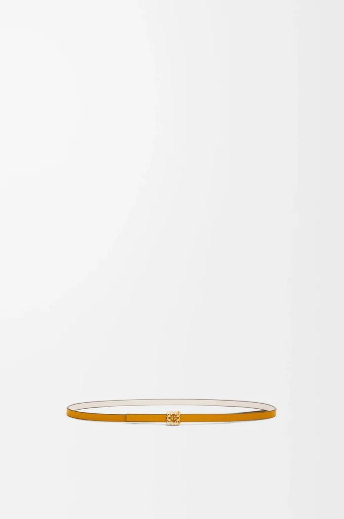 Reversible Anagram cube belt in smooth calfskin Soft White/Sunflower /Gold Reversible Anagram cube belt in smooth calfskin Soft White/Sunflower /Gold