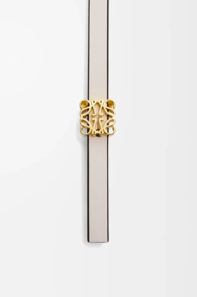 Reversible Anagram cube belt in smooth calfskin Soft White/Sunflower /Gold Reversible Anagram cube belt in smooth calfskin Soft White/Sunflower /Gold