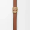 Reversible Anagram Cube belt in smooth calfskin Tan/Black/Gold Reversible Anagram Cube belt in smooth calfskin Tan/Black/Gold