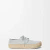 Rio lace-up in suede and raffia Light Grey