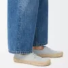 Rio lace-up in suede and raffia Light Grey