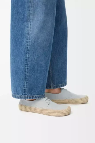 Rio lace-up in suede and raffia Light Grey