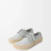 Rio lace-up in suede and raffia Light Grey
