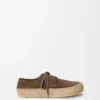 Rio lace-up in suede and raffia Taupe Rio lace-up in suede and raffia Taupe