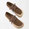 Rio lace-up in suede and raffia Taupe Rio lace-up in suede and raffia Taupe