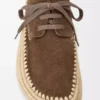 Rio lace-up in suede and raffia Taupe Rio lace-up in suede and raffia Taupe