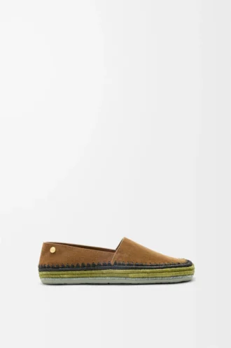 Rio slipper in suede and raffia Brown
