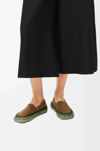 Rio slipper in suede and raffia Brown