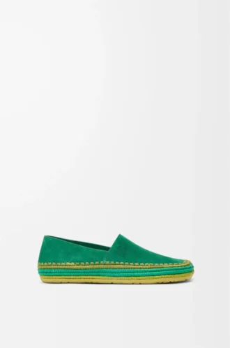 Rio slipper in suede and raffia Green