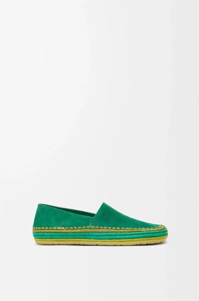 Rio slipper in suede and raffia Green