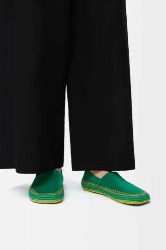 Rio slipper in suede and raffia Green