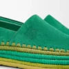 Rio slipper in suede and raffia Green
