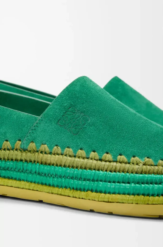 Rio slipper in suede and raffia Green
