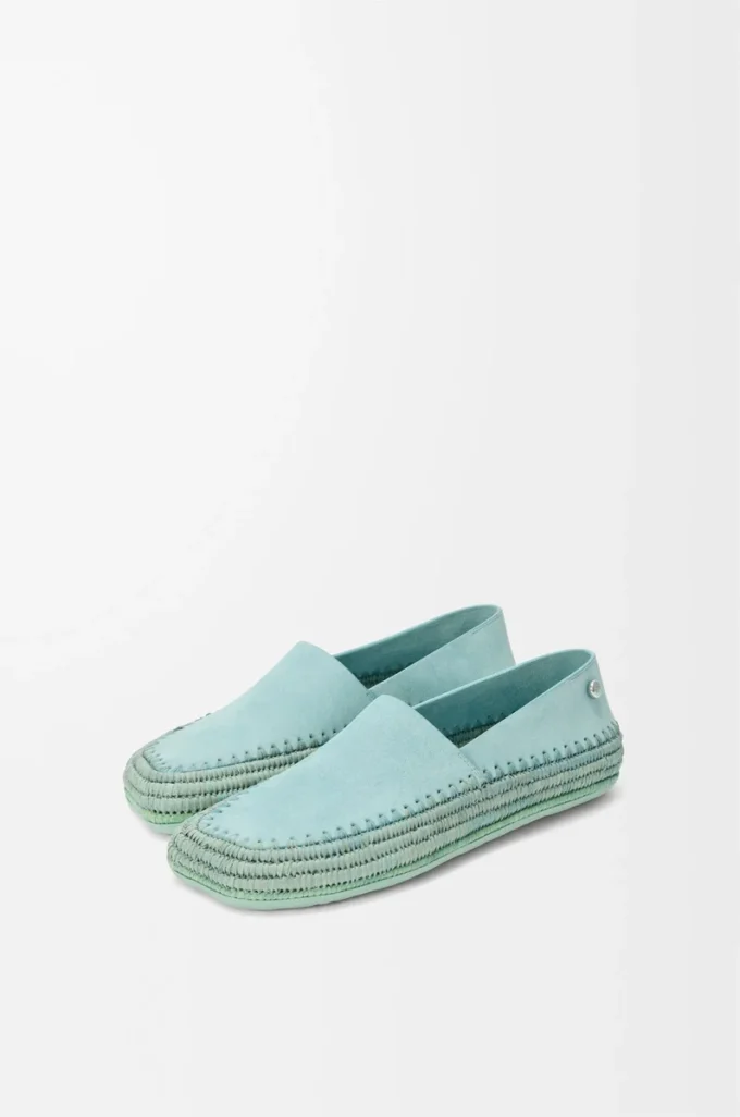 Rio slipper in suede and raffia Light Blue Rio slipper in suede and raffia Light Blue