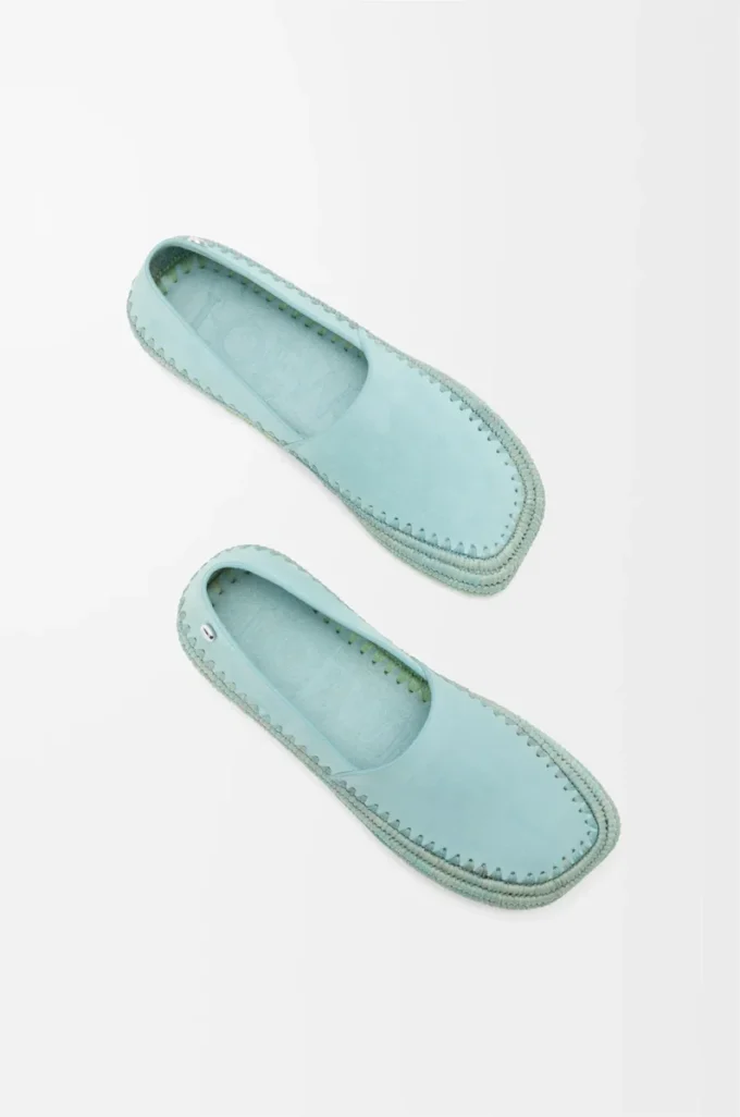 Rio slipper in suede and raffia Light Blue Rio slipper in suede and raffia Light Blue