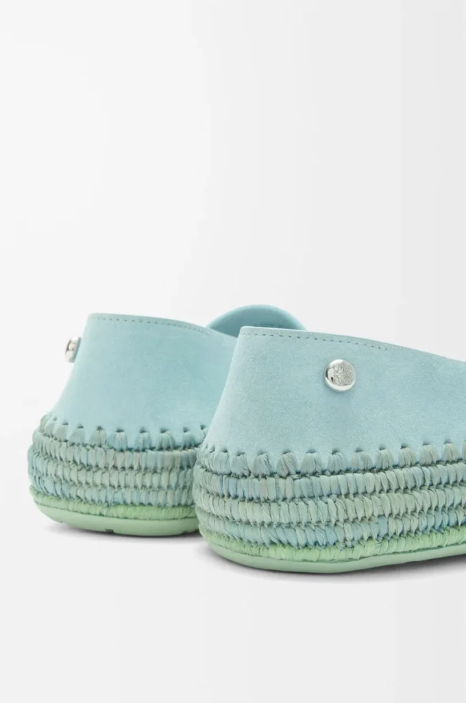 Rio slipper in suede and raffia Light Blue Rio slipper in suede and raffia Light Blue