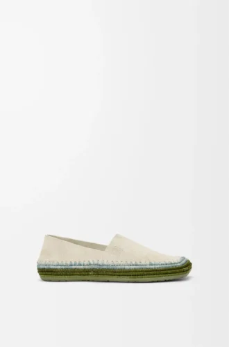 Rio slipper in suede and raffia Light Grey