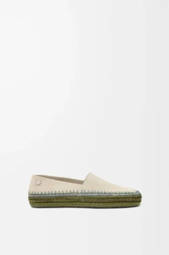 Rio slipper in suede and raffia Light Grey