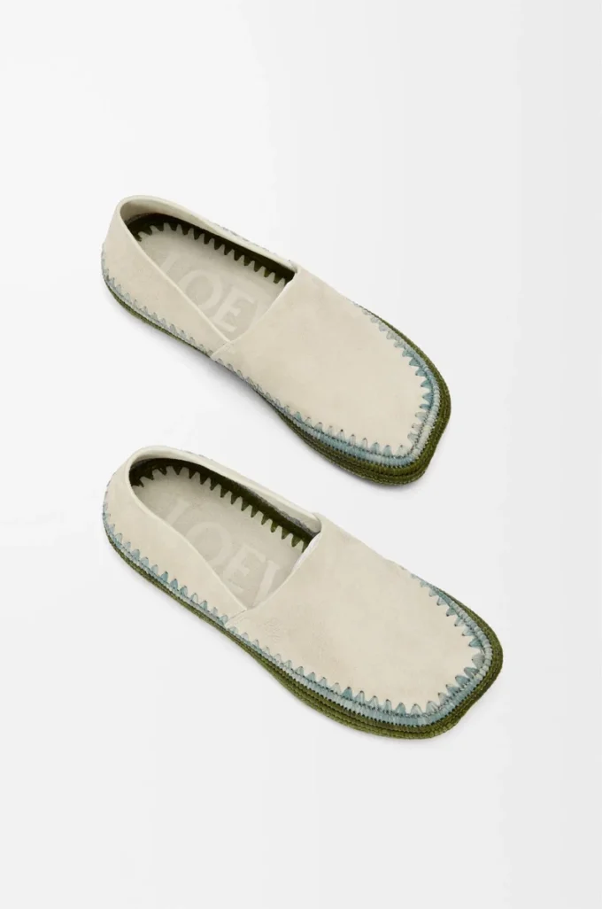 Rio slipper in suede and raffia Light Grey Rio slipper in suede and raffia Light Grey