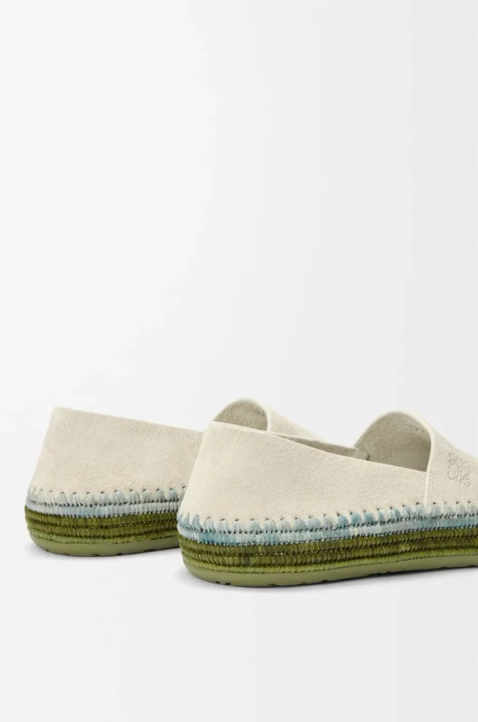 Rio slipper in suede and raffia Light Grey Rio slipper in suede and raffia Light Grey