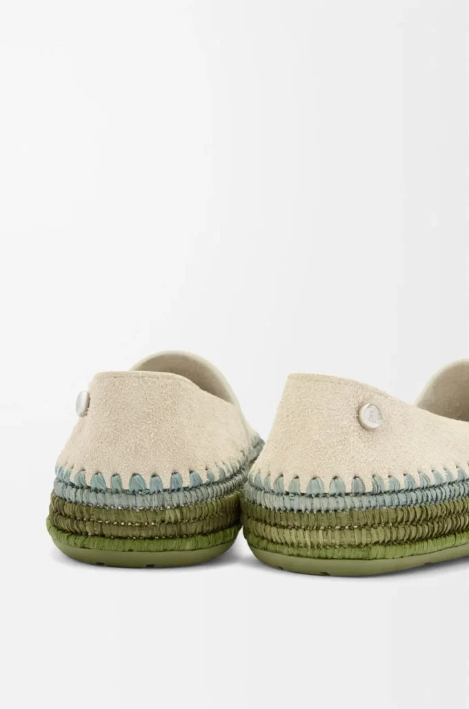 Rio slipper in suede and raffia Light Grey Rio slipper in suede and raffia Light Grey