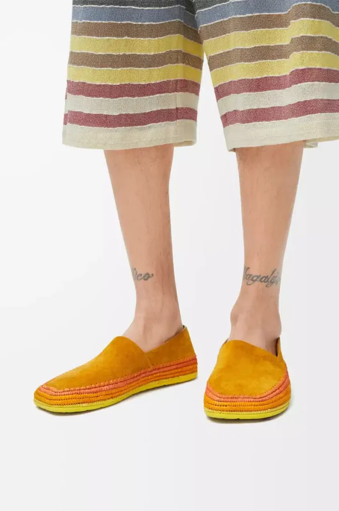 Rio slipper in suede and raffia Orange