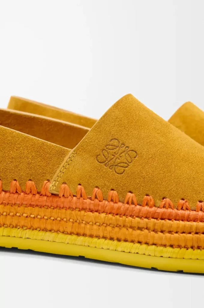 Rio slipper in suede and raffia Orange