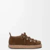 Rivet lace-up in suede calfskin Brown Rivet lace-up in suede calfskin Brown