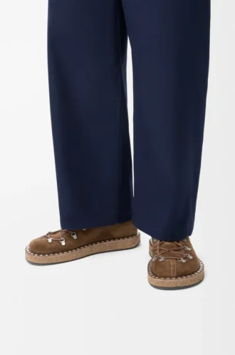 Rivet lace-up in suede calfskin Brown
