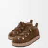 Rivet lace-up in suede calfskin Brown Rivet lace-up in suede calfskin Brown