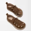 Rivet lace-up in suede calfskin Brown Rivet lace-up in suede calfskin Brown