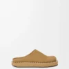Rivet mule in calfskin suede Medium Tabacco