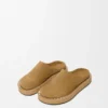 Rivet mule in calfskin suede Medium Tabacco