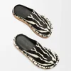 Rivet mule in hairy calfskin Black/White