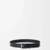 Roller Curve belt in shiny sleek calfskin Black/Palladium Roller Curve belt in shiny sleek calfskin Black/Palladium