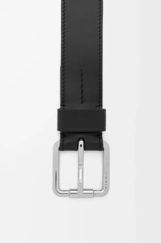 Roller Curve belt in shiny sleek calfskin Black/Palladium
