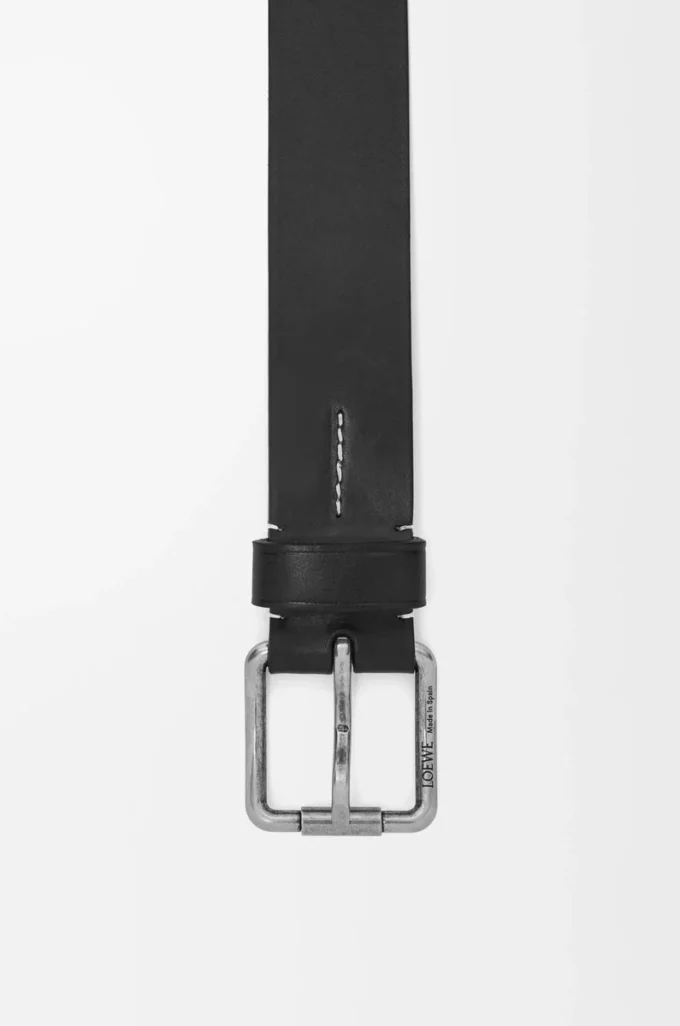 Roller Curve belt in supple grained calfskin Black/Vintage Palladium