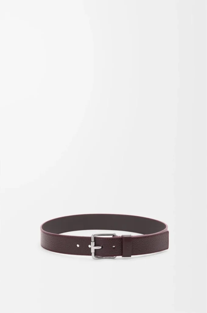 Roller Curve belt in supple grained calfskin Oxblood/Vintage Palladium Roller Curve belt in supple grained calfskin Oxblood/Vintage Palladium