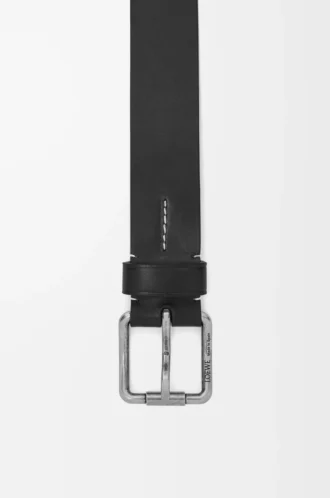 Roller Curve belt in vegetable-tanned calfskin Black/Vintage Palladium