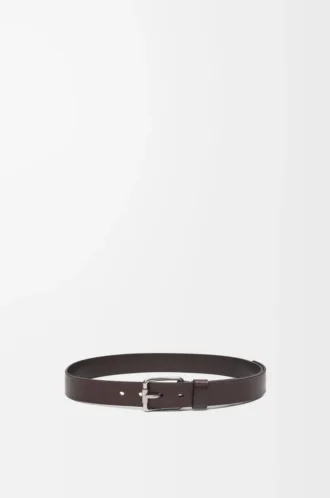 Roller Curve belt in vegetable-tanned calfskin Dark Cigar/Vintage Palladium