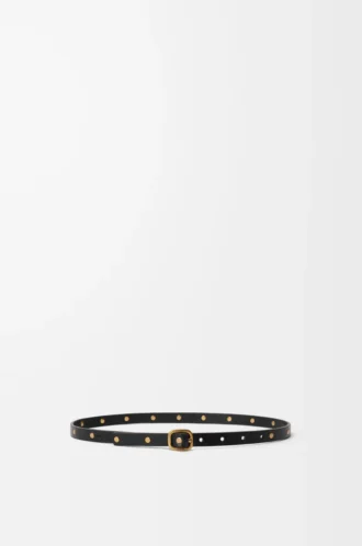 Rounded soft belt in classic calfskin Black/Gold