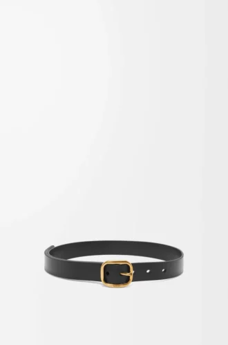 Rounded soft belt in classic calfskin Black/Gold