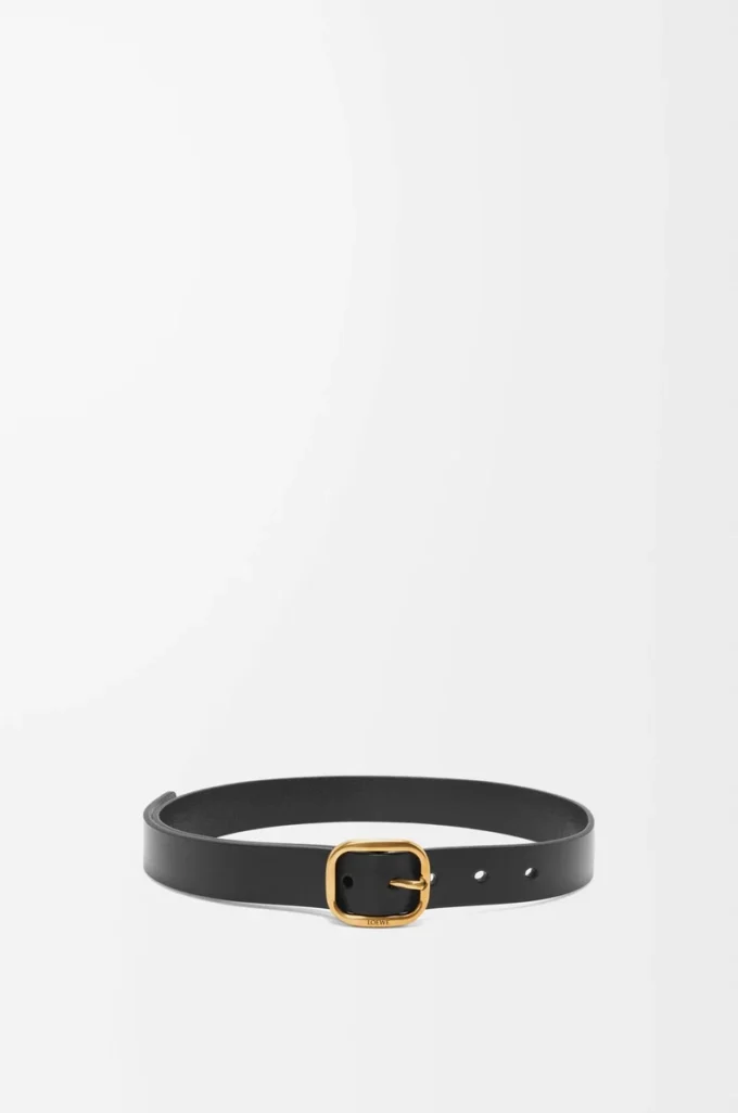 Rounded soft belt in classic calfskin Black/Gold Rounded soft belt in classic calfskin Black/Gold