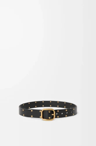 Rounded soft belt in classic calfskin Black/Gold