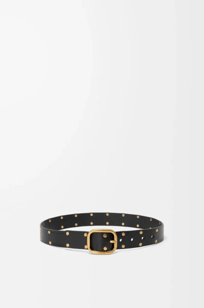 Rounded soft belt in classic calfskin Black/Gold Rounded soft belt in classic calfskin Black/Gold