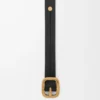 Rounded soft belt in classic calfskin Black/Gold Rounded soft belt in classic calfskin Black/Gold