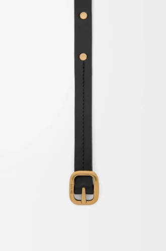 Rounded soft belt in classic calfskin Black/Gold